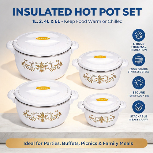 4pc hot pot set - insulated, food