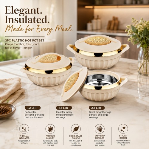 3pc plastic hot pot - 3pc, thermal